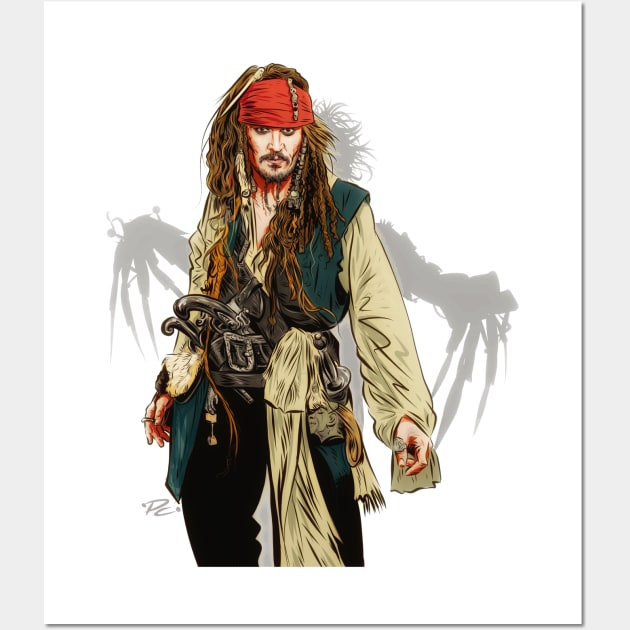 Johnny Depp - An illustration by Paul Cemmick Wall Art by PLAYDIGITAL2020